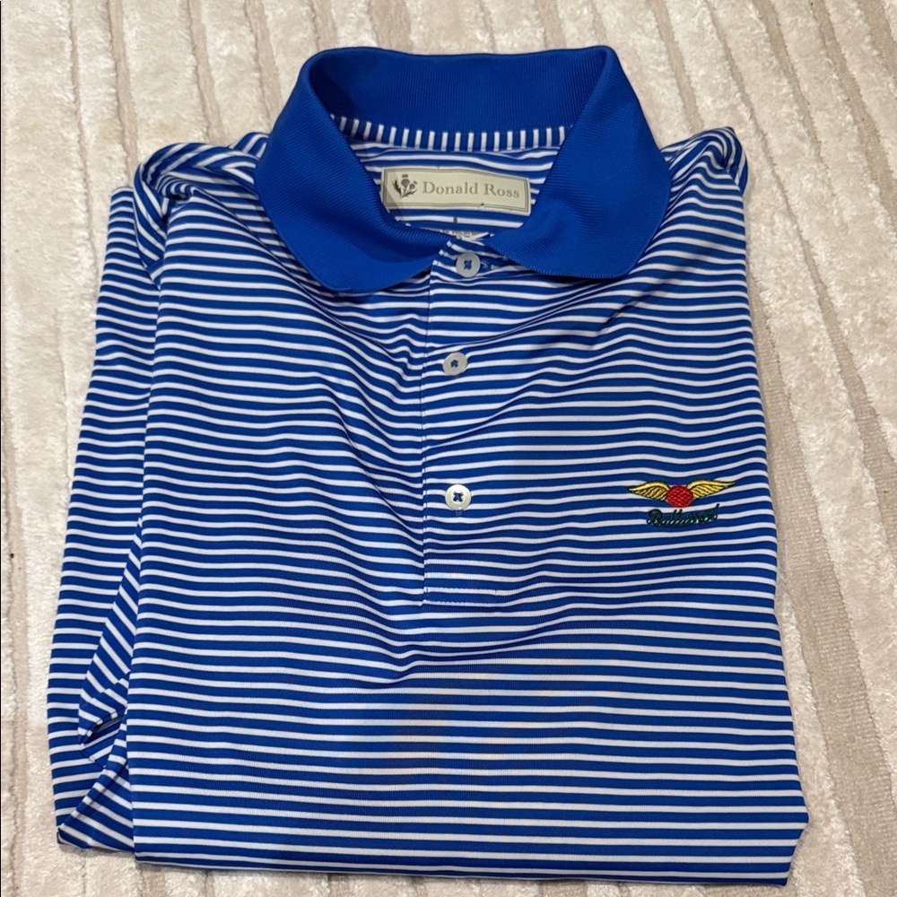 Donald Ross Blue Striped Polo Shirt for Men